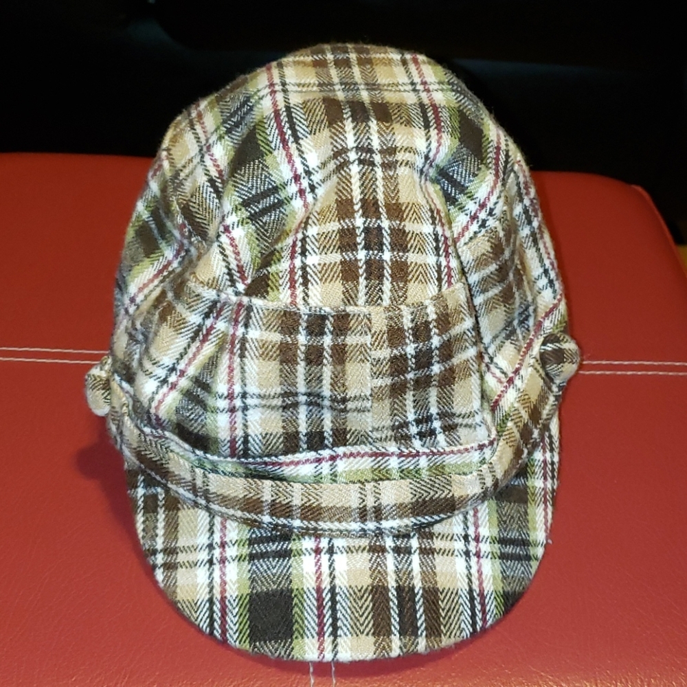 Unisex Brown and Beige Plaid Cap